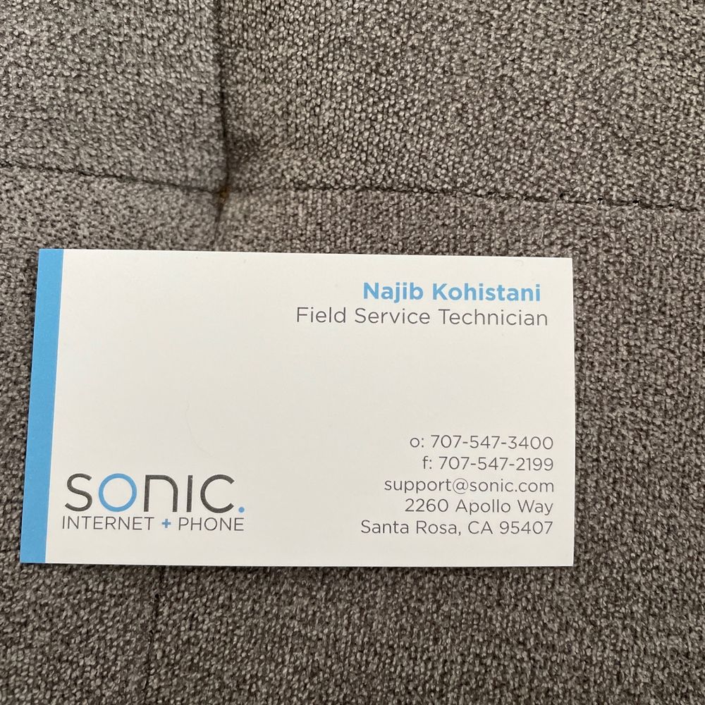 Sonic - Service Technician: Najib - Internet Service Providers Near Me - Santa Rosa, California Sonic - Service Technician: Najib - Internet Service Providers Near Me - Santa Rosa, California