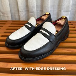 Giovanny kindly included black edge dressing so that these loafers looked brand new