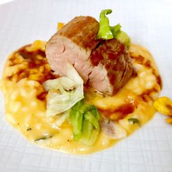Eckstein - Grazer-Krauthäuptel-Veranstaltung: Woazschweinfilet auf Kürbisrisotto