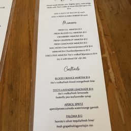 Drink menu