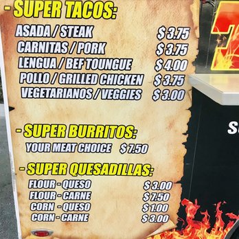 Tacos Al Carbon - Menu - Food Trucks Near Me - Las Vegas, Nevada