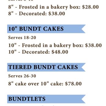 Nothing Bundt Cakes - Menu - Bakeries Near Me - Burlington, Massachusetts