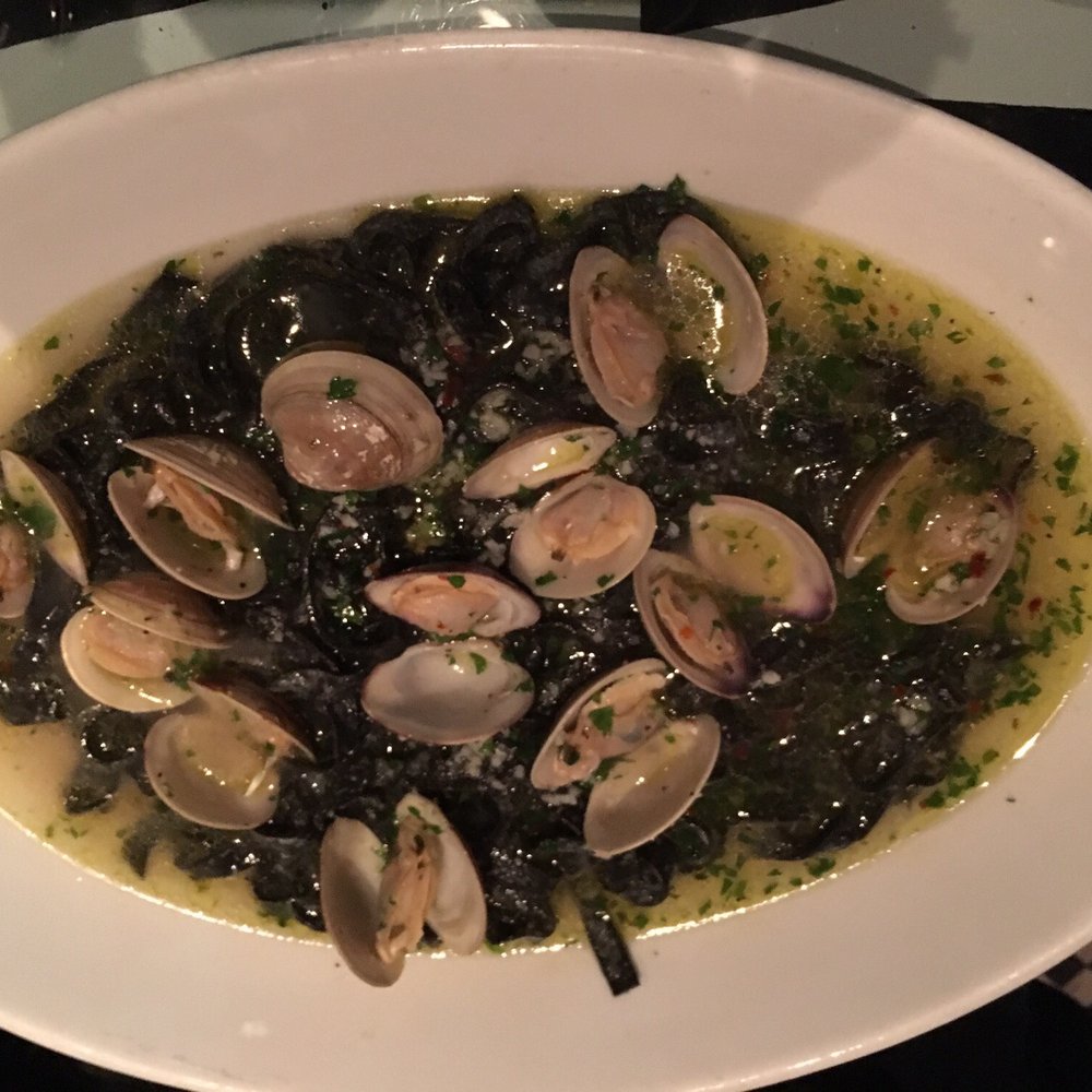 Dinamo - Squid ink fettuccine with clams in white sauce - Seafood Near Me - Richmond, Virginia Dinamo - Squid ink fettuccine with clams in white sauce - Seafood Near Me - Richmond, Virginia