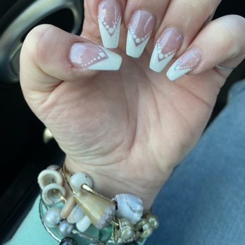 Cutee Nails - A beautiful funky French done by Sunny! - Nail Salons Near Me - Encinitas, California