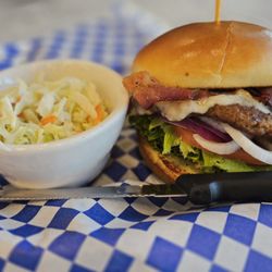 California Burger with side of coleslaw