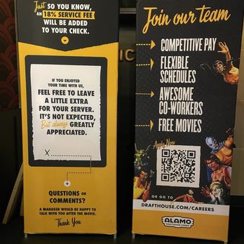 Alamo Drafthouse Cinema Richardson - 18% gratuity automatically included with all food purchases. Ouch! - Cinema Near Me - Richardson, Texas