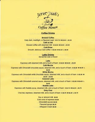 Menu photo 7 Jeremiah's Coffee House Marietta, OH Menu photo 7 Jeremiah's Coffee House Marietta, OH