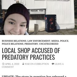 Treasure Point Audio - Screen shot of the article posted about the intentional price gouging during a crisis