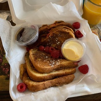 The Cracked Egg - My French toast with butter and syrup contained separately (love that)! - Breakfast & Brunch Near Me - Henderson, Nevada The Cracked Egg - My French toast with butter and syrup contained separately (love that)! - Breakfast & Brunch Near Me - Henderson, Nevada
