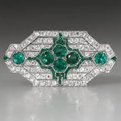 Fine Art Deco Pin ...Diamond and Emerald