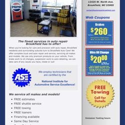 Brookfield Auto Care - Picture showing times for emissions testing.
