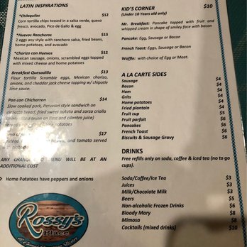 Rossy's Place - Brunch menu - American Near Me - Charles Town, West Virginia