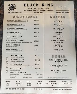 Menu photo 1 Black Ring Coffee Roasters Long Beach, CA