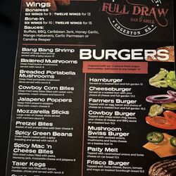 Full Draw Bar & Grill - Menu