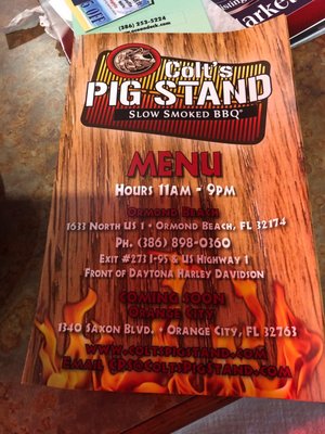 Menu photo 2 Colt's Pig Stand Ormond Beach, FL
