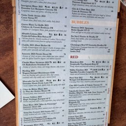 Wine list Wine list