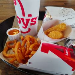 Arby's - Curly Fries, Potato Cakes, and that delicious Spicy 3 Pepper Sauce
