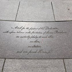 The last sentence in the Declaration of Independence, at the entrance to the memorial for the 56 signers