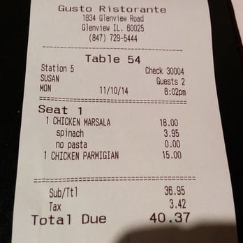 Gusto Italiano - Chicken Parm $15, Marsala $18. Prices are different than the website! - Italian Near Me - Glenview, Illinois Gusto Italiano - Chicken Parm $15, Marsala $18. Prices are different than the website! - Italian Near Me - Glenview, Illinois