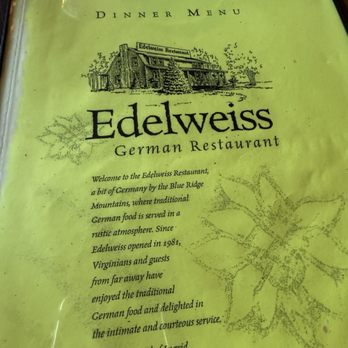 Edelweiss Restaurant - The menu - German Near Me - Staunton, Virginia Edelweiss Restaurant - The menu - German Near Me - Staunton, Virginia