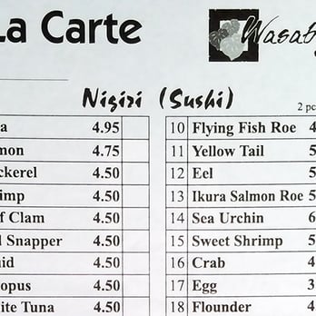 Wasabi Zen - Nigiri menu at Wasabi Zen - Japanese Near Me - Olney, Maryland