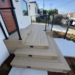 Homegrown Havens Building - Timbertech Azek deck and stairs with Black cable railing system