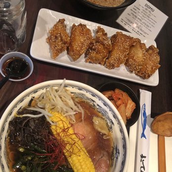 DOMU - Tokyo (Front) *Side of "housemade" kimchi and Richie Rich (Back) Ramen & Wings. - Ramen Near Me - Orlando, Florida