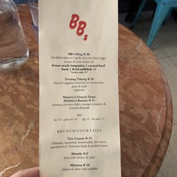 Brunch menu