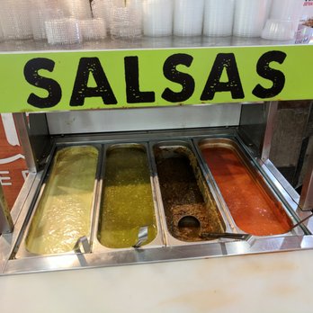 Plaza Fiesta - Inside the food court. Salsa bar at Puras Tortas. - Shopping Centers Near Me - Atlanta, Georgia