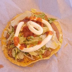 Mexican Food Factory - Been tostada with my own sour cream from home I had it left over
