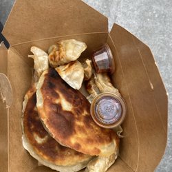 Dumpling King - Chive pancakes with pork dumplings