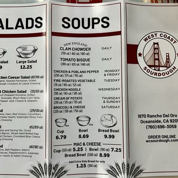 West Coast Sourdough - Menu - Salad Near Me - Oceanside, California West Coast Sourdough - Menu - Salad Near Me - Oceanside, California