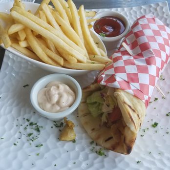 Moussaka Mediterranean Kitchen - Chicken shawarma wrap with fries - $11 - Mediterranean Near Me - San Leandro, California