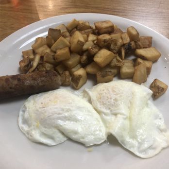 Penny Ann's Cafe - Small Breakfast with sausage link, over easy eggs and potatoes!! - Breakfast & Brunch Near Me - Taylorsville, Utah Penny Ann's Cafe - Small Breakfast with sausage link, over easy eggs and potatoes!! - Breakfast & Brunch Near Me - Taylorsville, Utah
