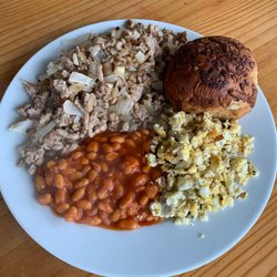 Tesco Superstore - Meal made with canned beans and eggs from the store.