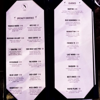 Noce - Menu - Cocktail Bars Near Me - Des Moines, Iowa