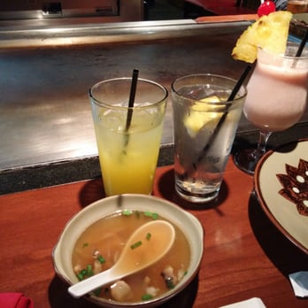 Benihana - Lombard - Miso Soup, Mango Lemonade, and Strawberry Pina Colada - Sushi Bars Near Me - Lombard, Illinois