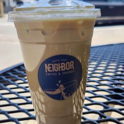 Neighbor Coffee and Friends - Large Iced Bourbon Caramel Latte with Oat Milk