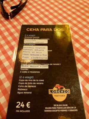 Menu photo 2 Lorenzo Trattoria Málaga, MA Menu photo 2 Lorenzo Trattoria Málaga, MA