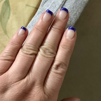 Tips N Toes Spa - French (Shellac) manicure w/blue tips - Nail Salons Near Me - San Ramon, California Tips N Toes Spa - French (Shellac) manicure w/blue tips - Nail Salons Near Me - San Ramon, California
