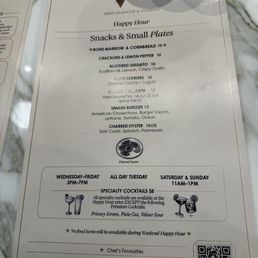 Happy Hour menu