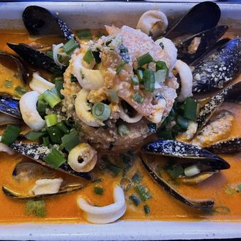 Celeste - Tacu tacu a lo macho (seafood risotto & beans) - Peruvian Near Me - Somerville, Massachusetts