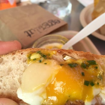 Eggslut - Egg and potatoe purée spread on toast from the "SLUT" dish! $9!! - Breakfast & Brunch Near Me - Los Angeles, California