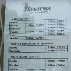 Systema - Regular class schedule