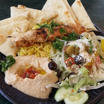 Halal Pita - Chicken Kabob Platter (with one kabob) - Mediterranean Near Me - Raleigh, North Carolina