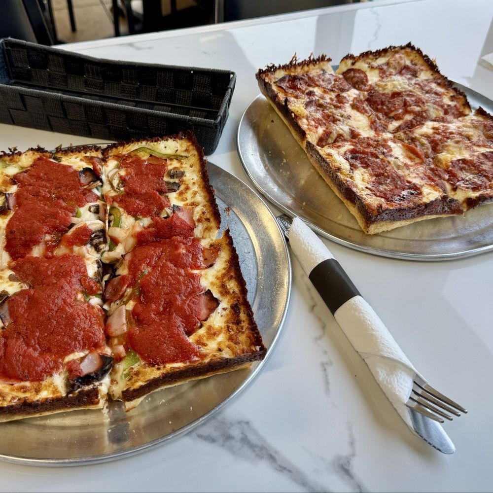 Fuji & Vi's - Margherita and pepperoni pizzas. 4 squares each. - Pizza Near Me - Pasadena, California Fuji & Vi's - Margherita and pepperoni pizzas. 4 squares each. - Pizza Near Me - Pasadena, California