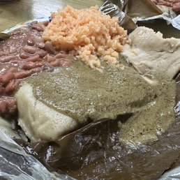 Pork Tamale with Green Mole. Ate the entire plate