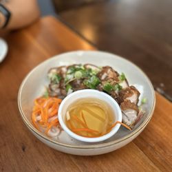 Banh hoi with pork belly
