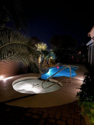 Outside lights Needed call chance. - Customer wanted some lights to be hardwired and set up around backyard. Gives a nice relaxing feel at night