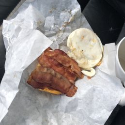 Bacon and egg biscuit sandwich